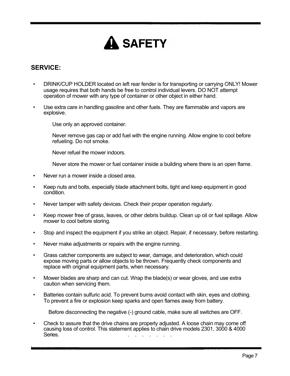 Service | Dixon ZTR 5424 User Manual | Page 9 / 48