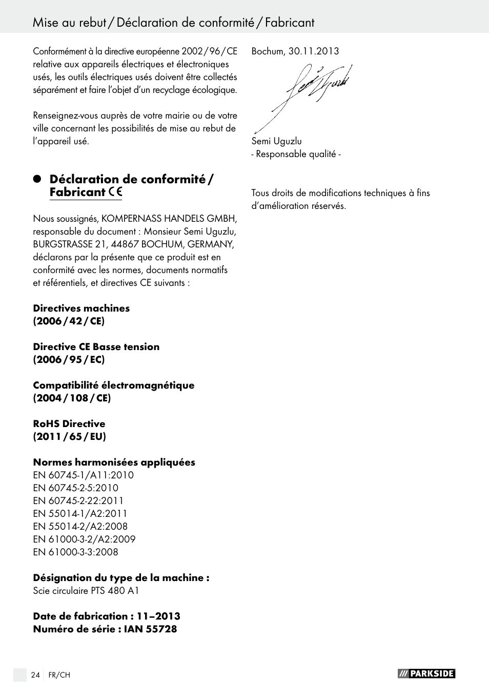 Parkside PTS 480 A1 User Manual | Page 24 / 44