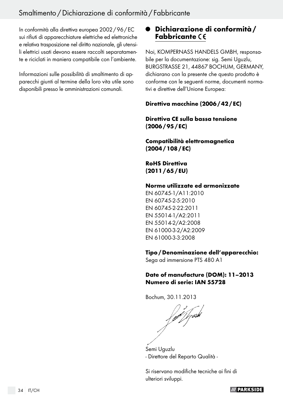 Parkside PTS 480 A1 User Manual | Page 34 / 44