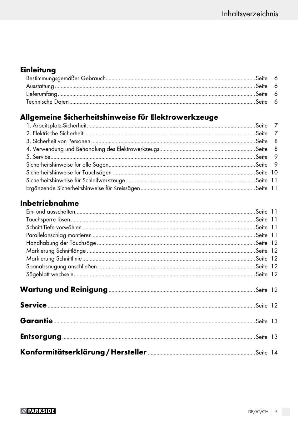 Parkside PTS 480 A1 User Manual | Page 5 / 44