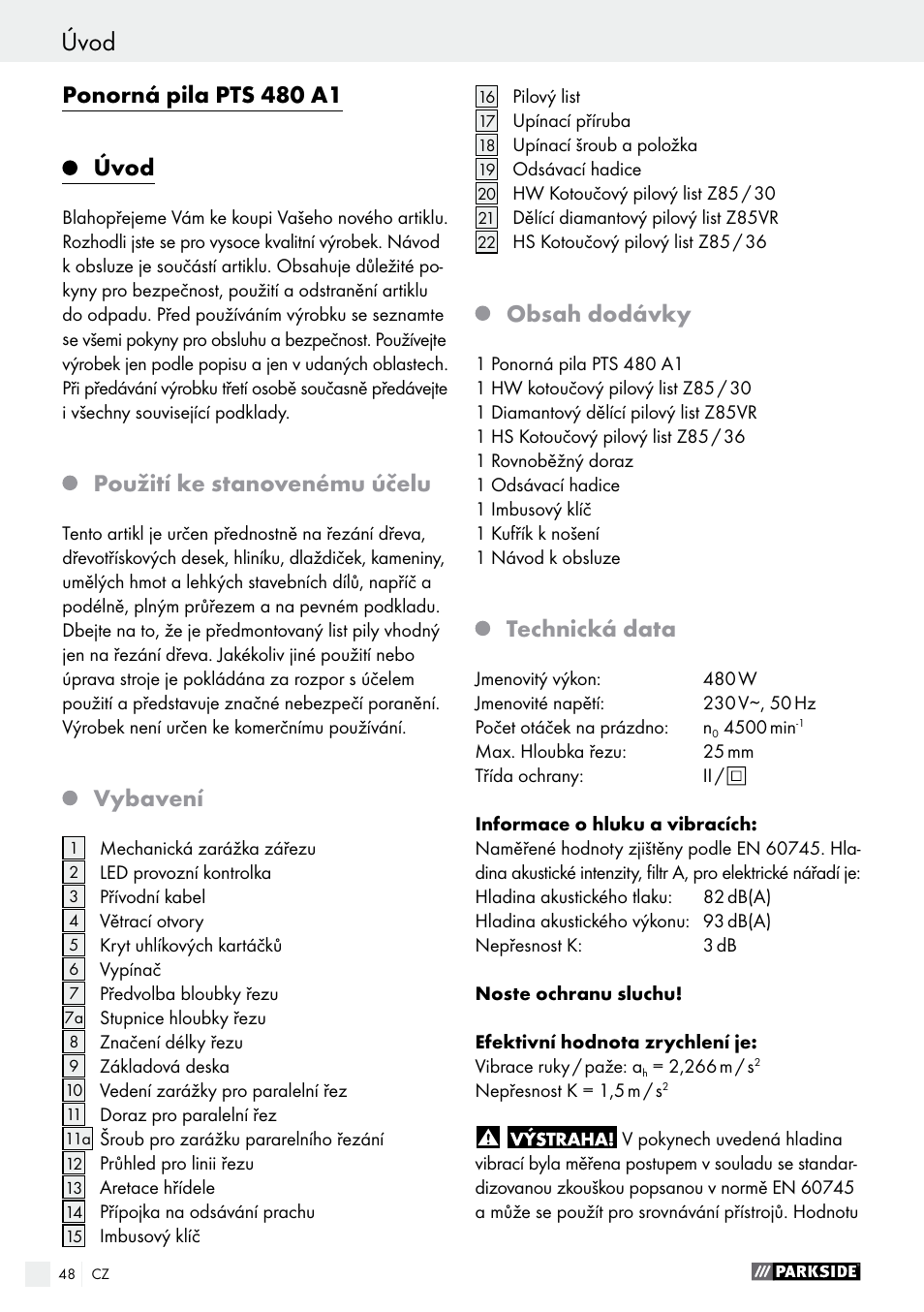 Parkside PTS 480 A1 User Manual | Page 48 / 77