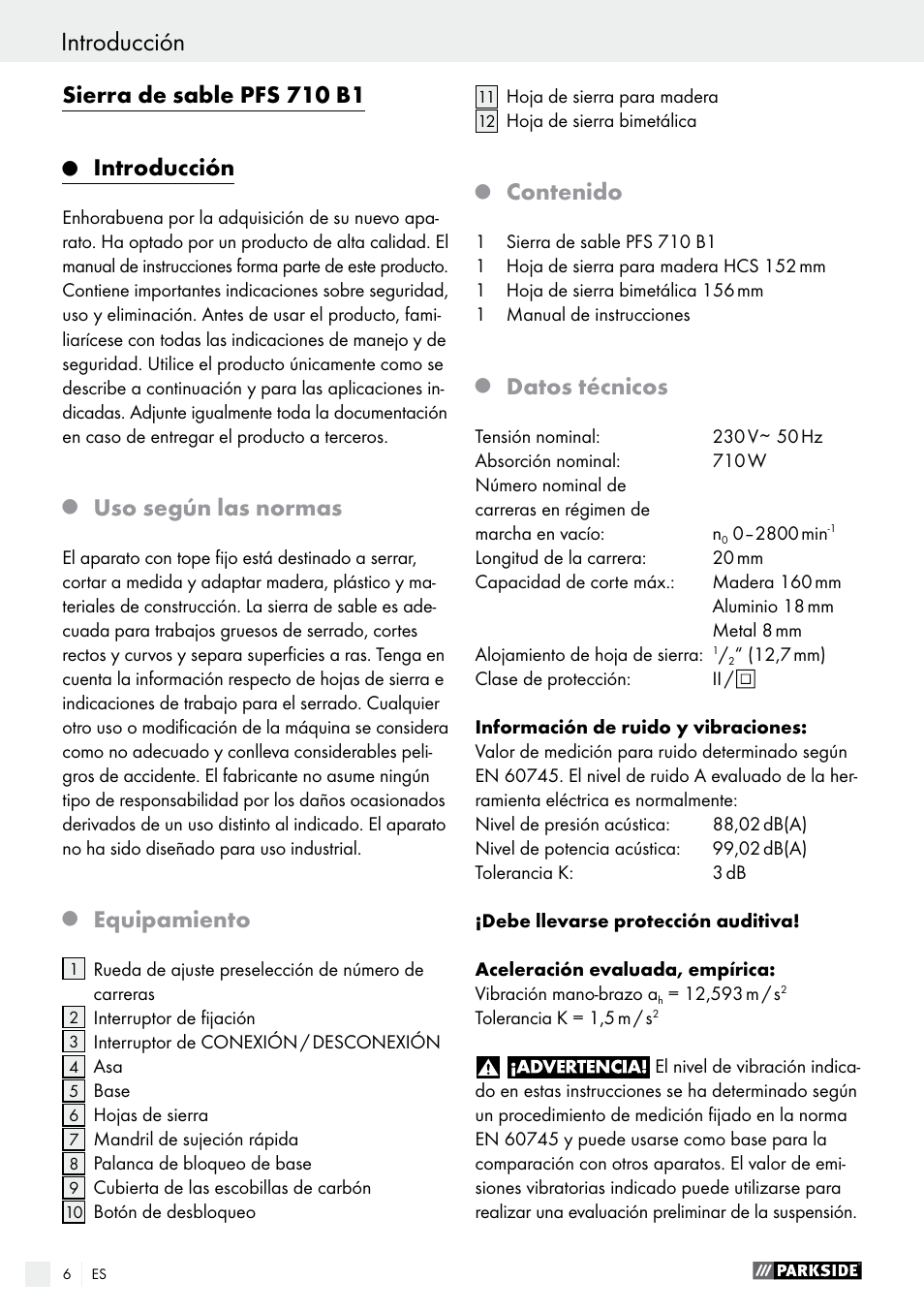 Parkside PFS 710 B1 User Manual | Page 6 / 52