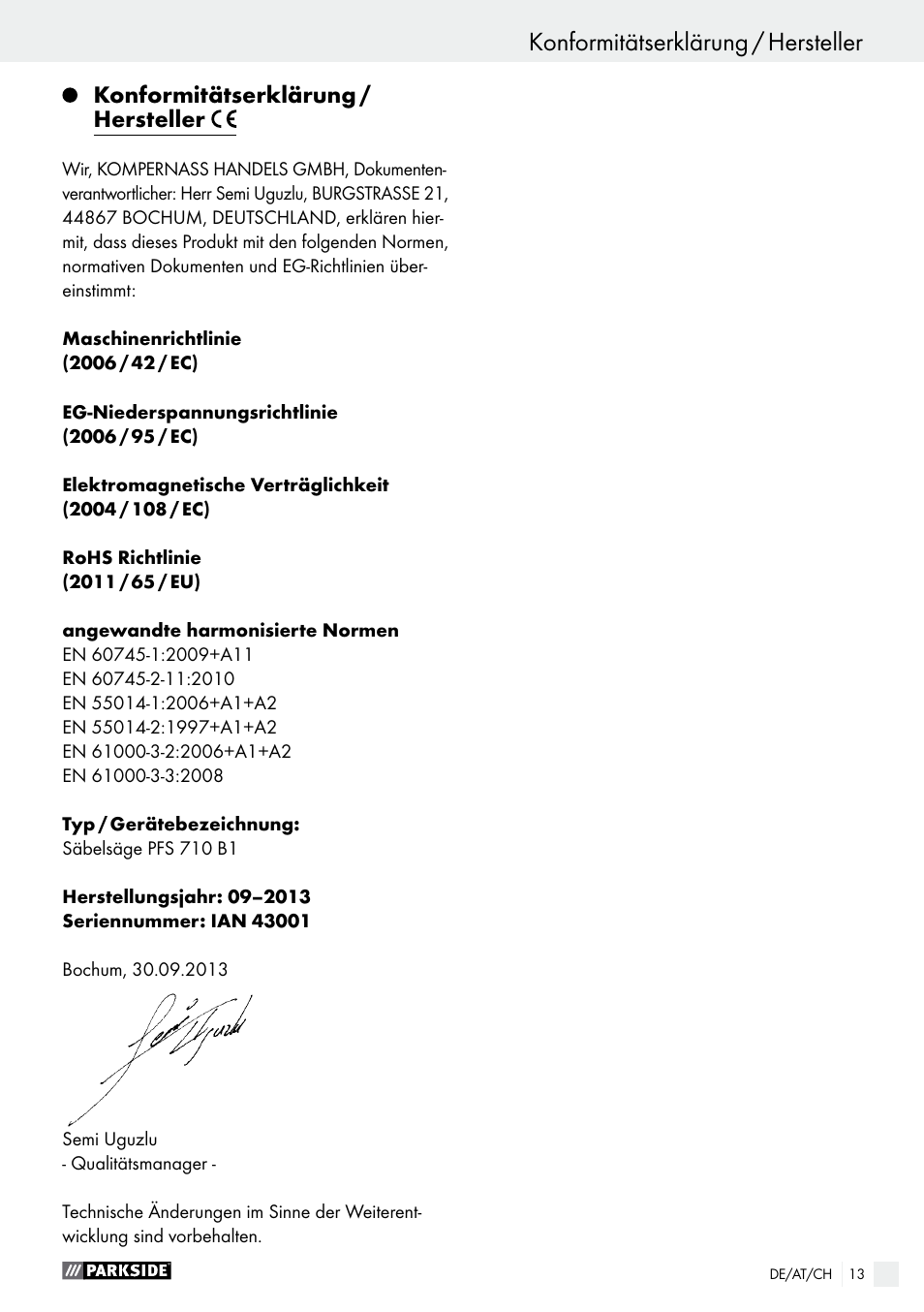Parkside PFS 710 B1 User Manual | Page 13 / 43