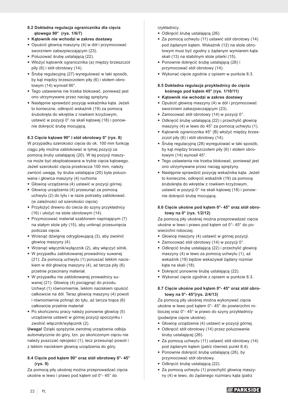 Parkside PZKS 1500 A1 User Manual | Page 27 / 100