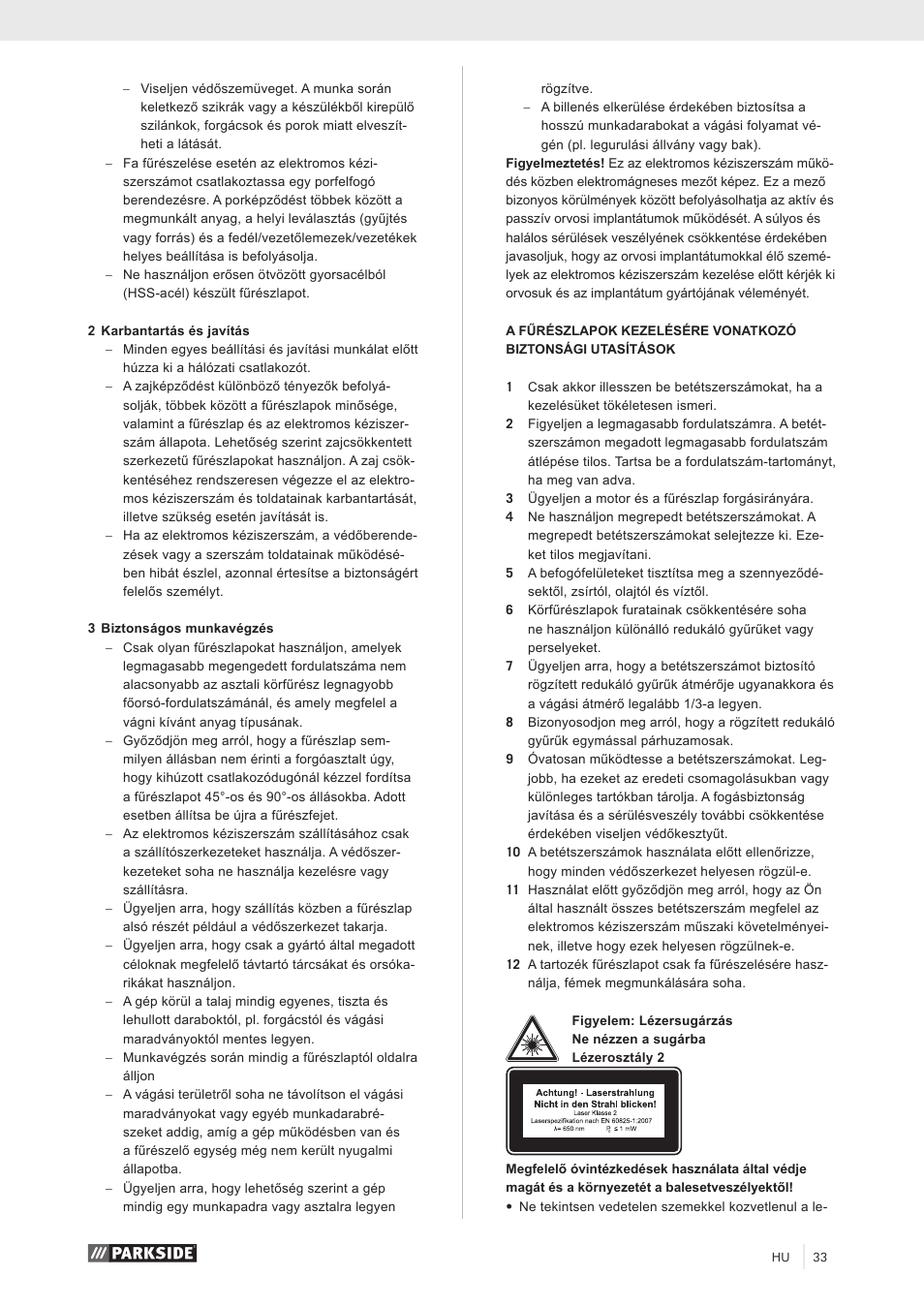 Parkside PZKS 1500 A1 User Manual | Page 38 / 100