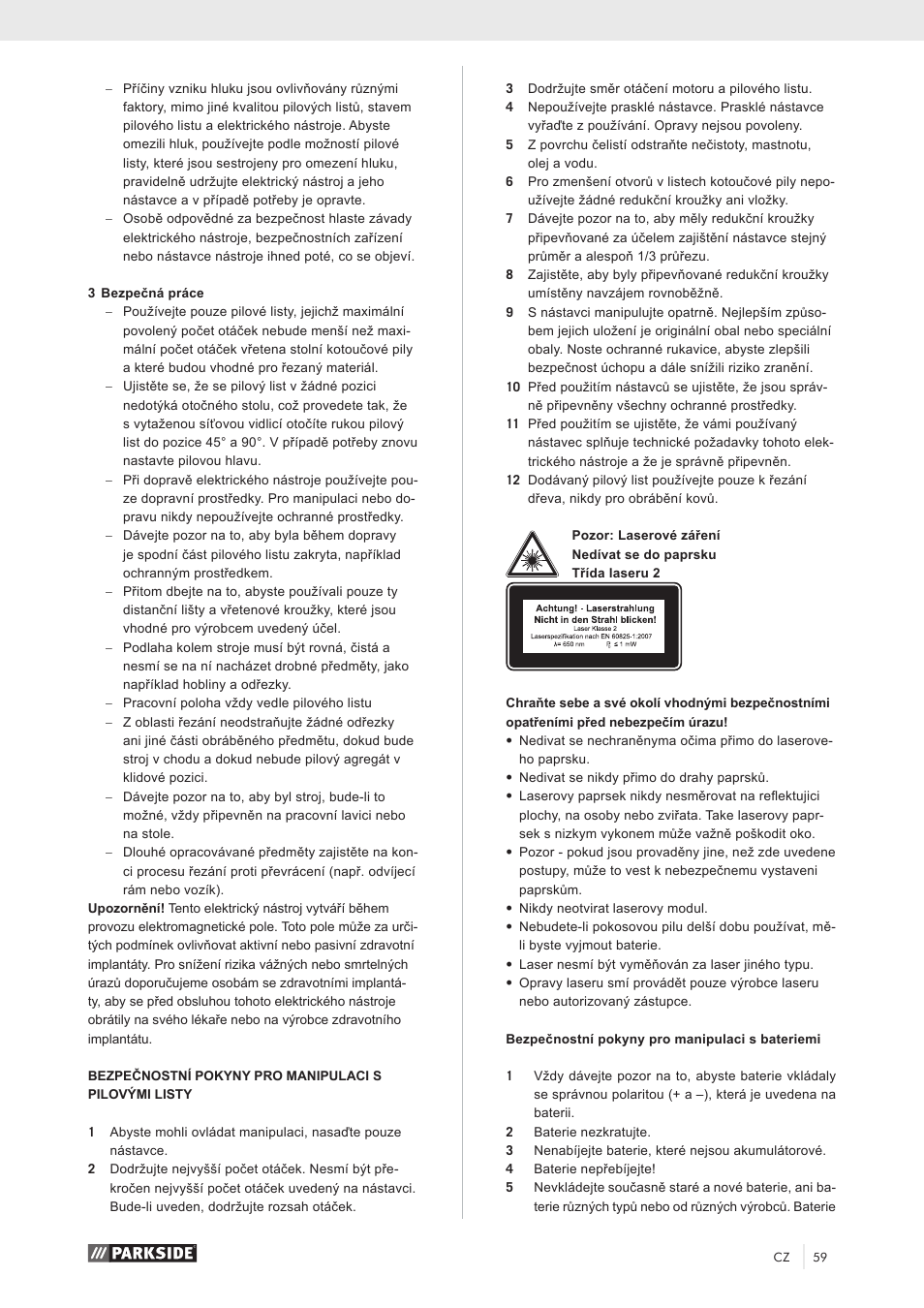 Parkside PZKS 1500 A1 User Manual | Page 64 / 100