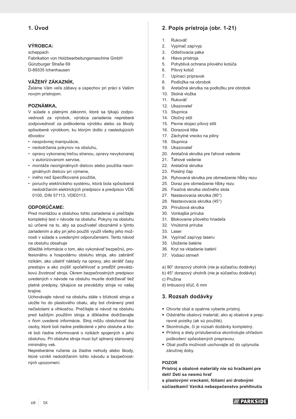 Parkside PZKS 1500 A1 User Manual | Page 73 / 100