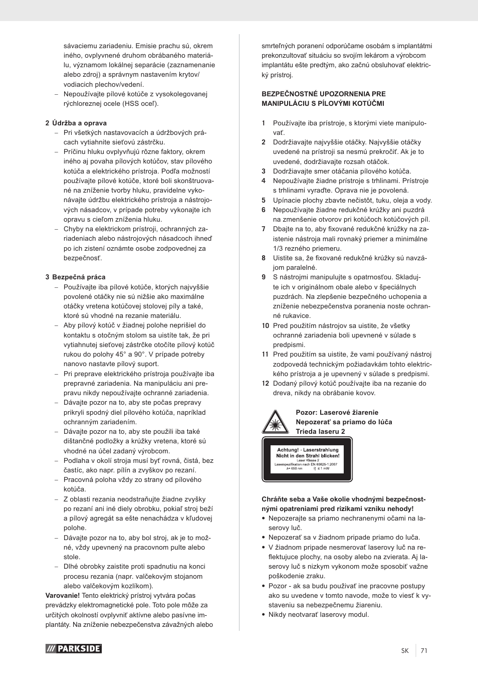 Parkside PZKS 1500 A1 User Manual | Page 76 / 100