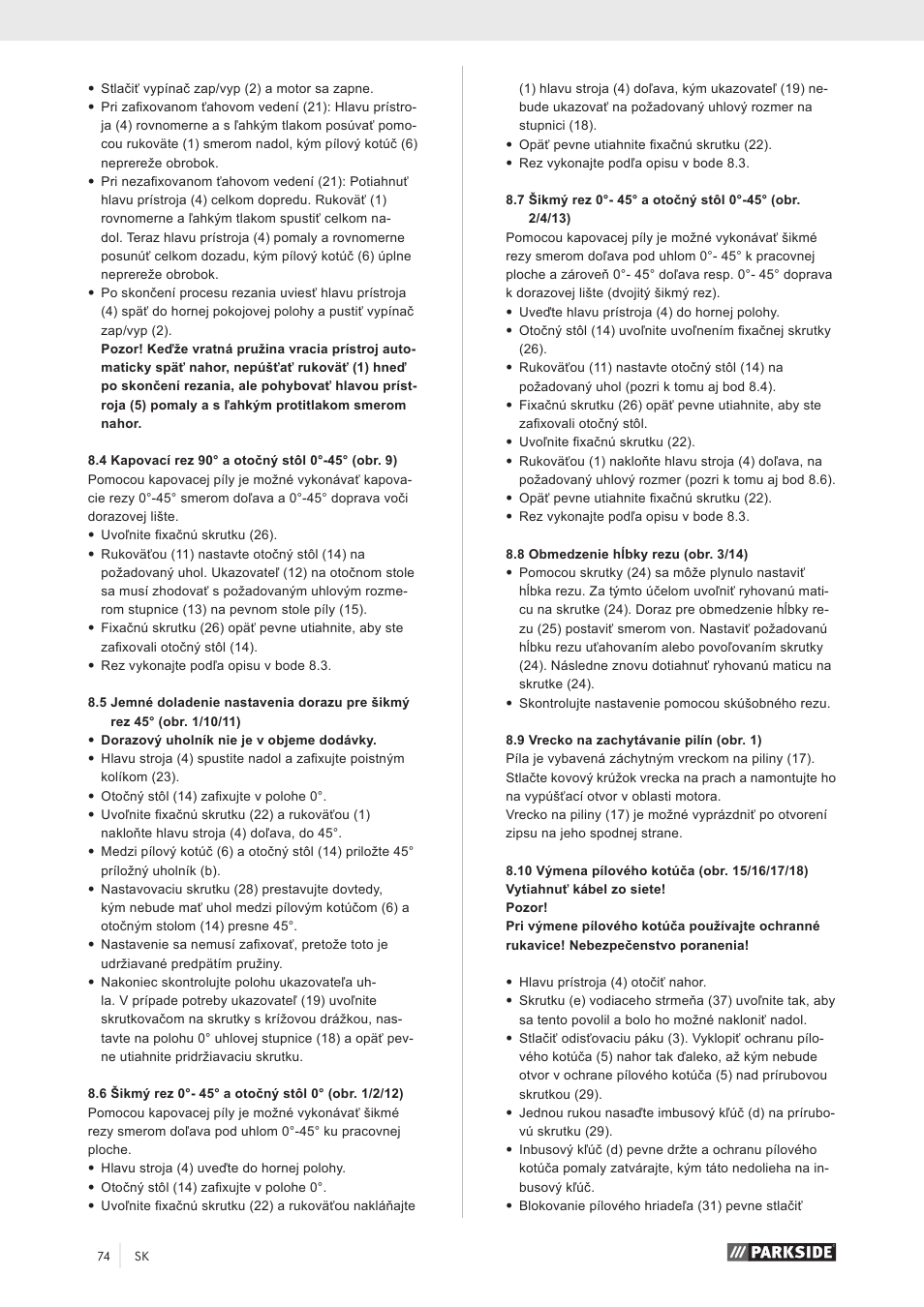 Parkside PZKS 1500 A1 User Manual | Page 79 / 100