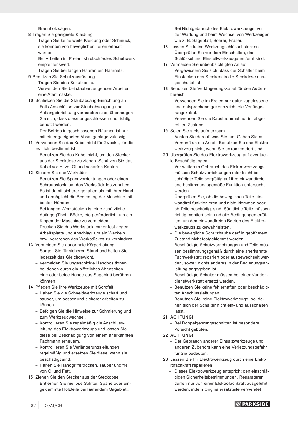 Parkside PZKS 1500 A1 User Manual | Page 87 / 100