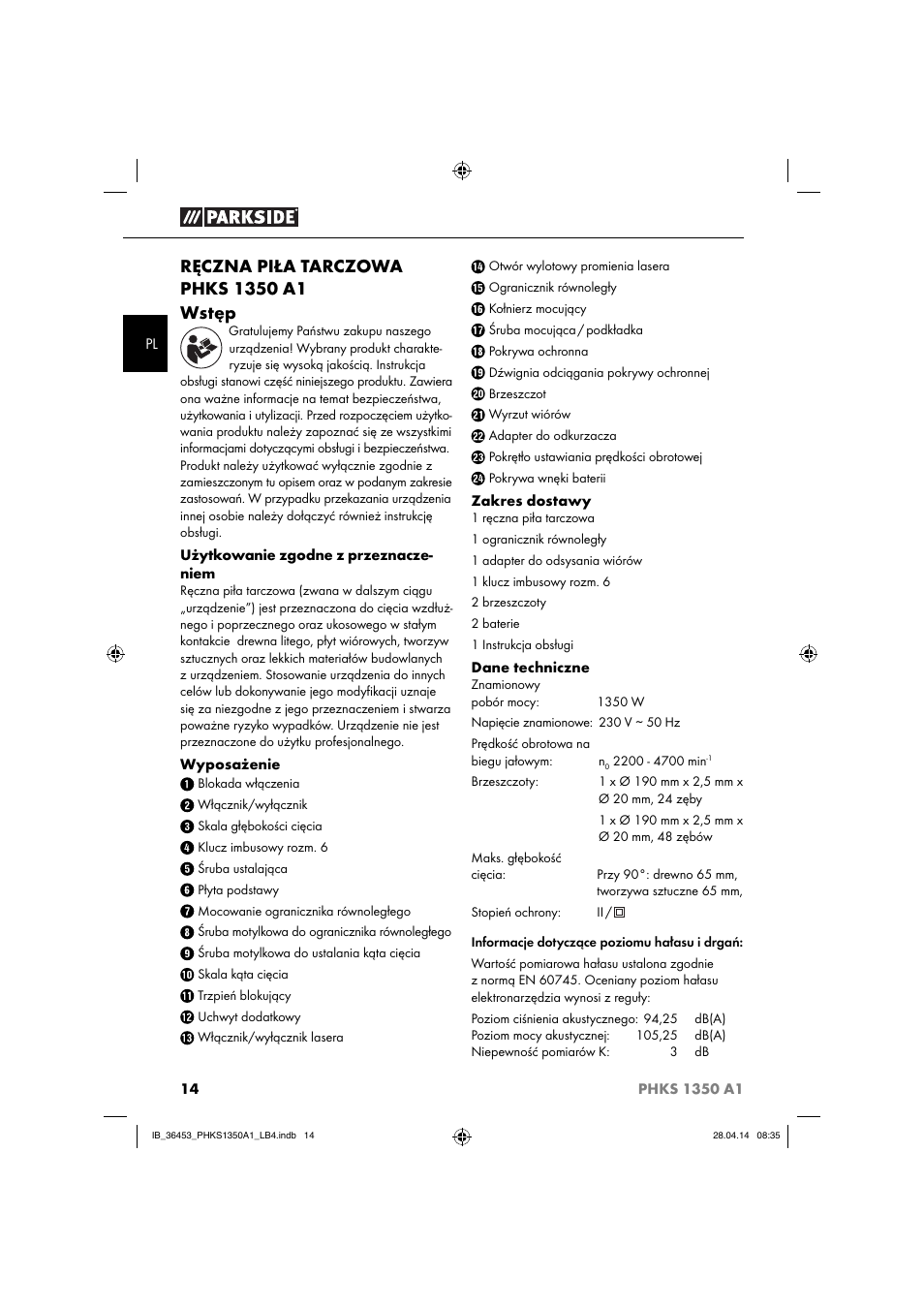 Parkside PHKS 1350 A1 User Manual | Page 17 / 88