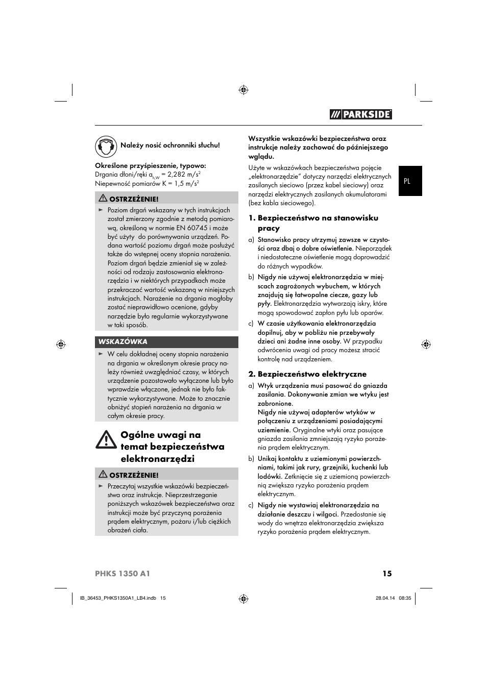 Parkside PHKS 1350 A1 User Manual | Page 18 / 88