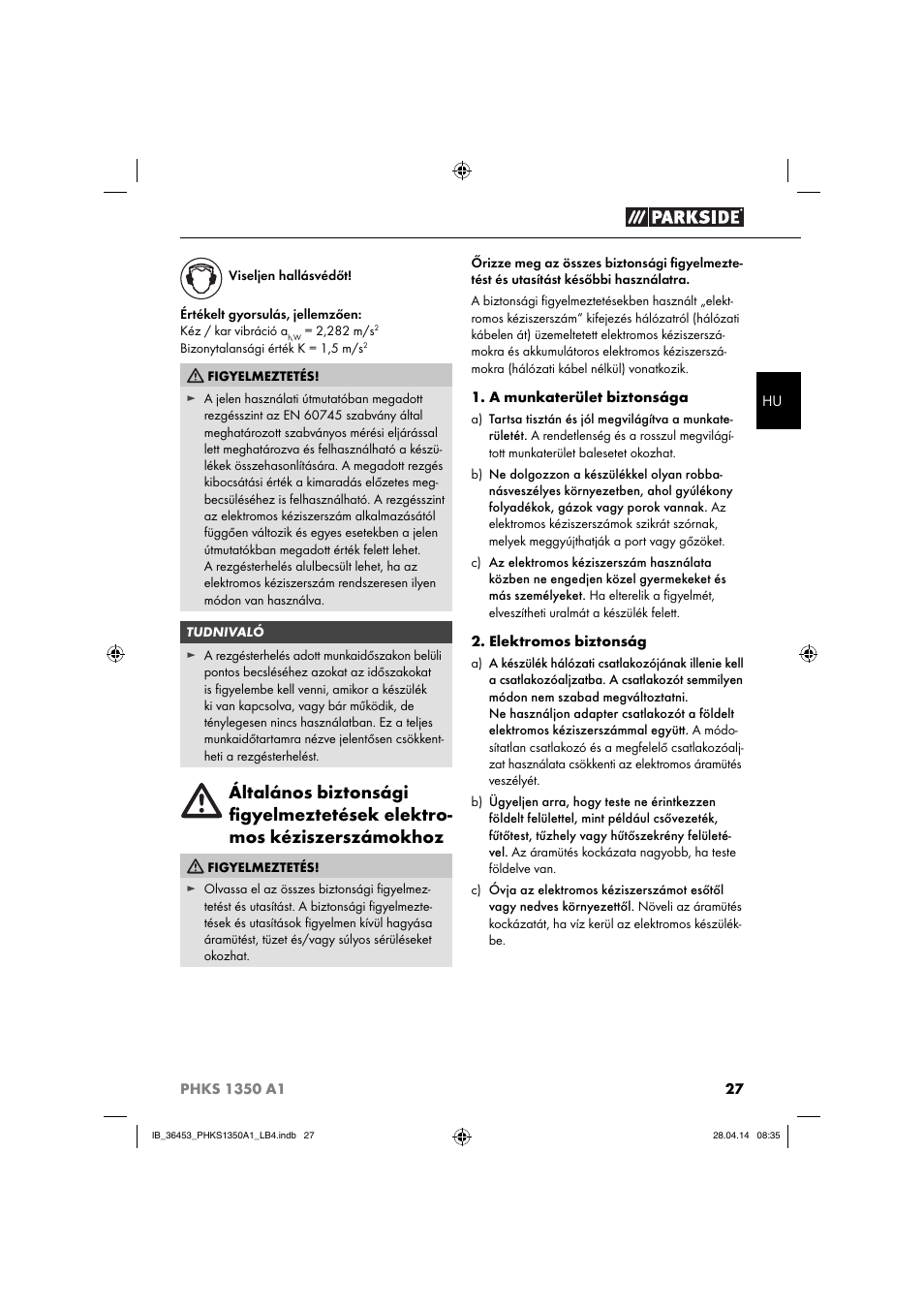 Parkside PHKS 1350 A1 User Manual | Page 30 / 88