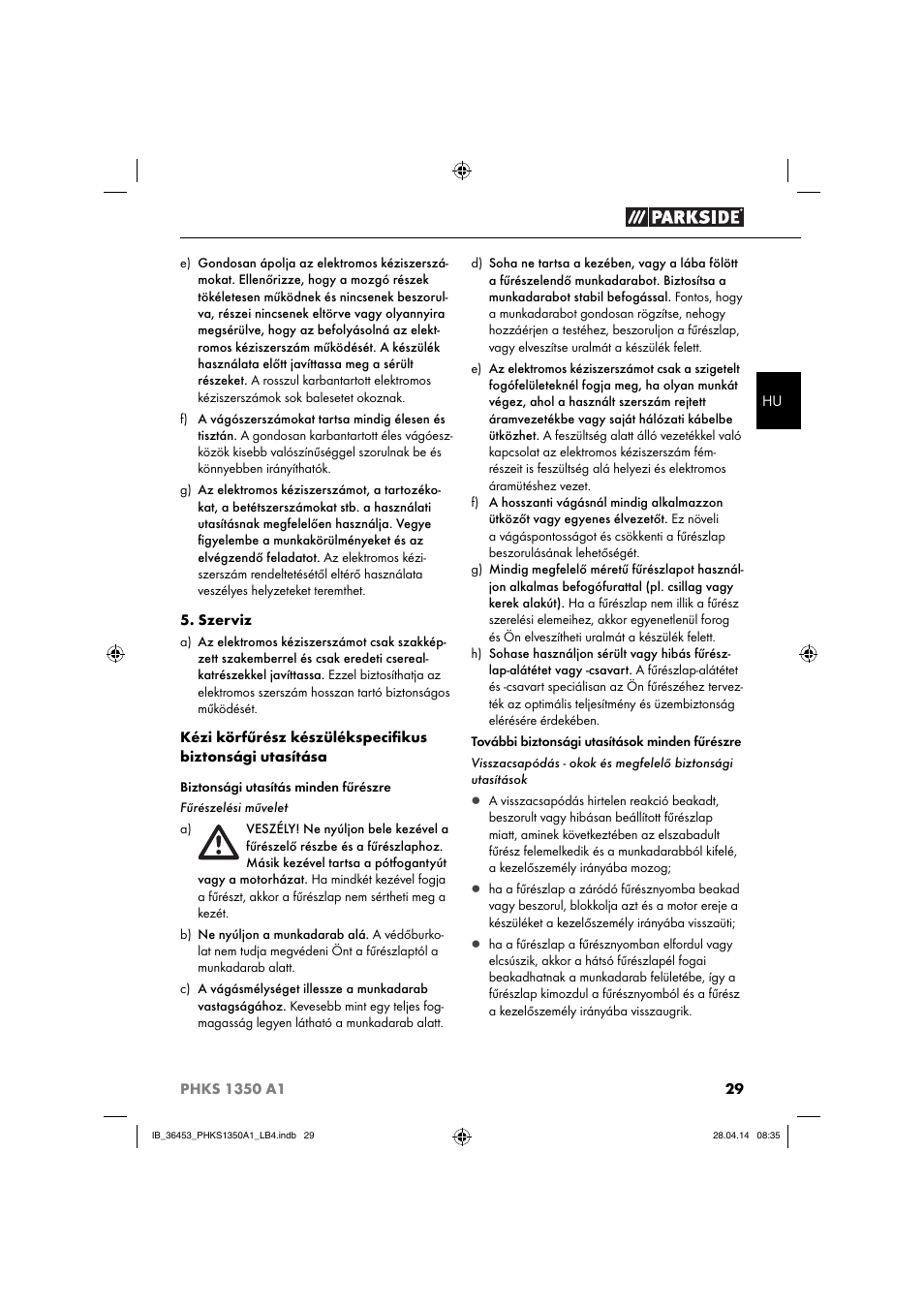 Parkside PHKS 1350 A1 User Manual | Page 32 / 88