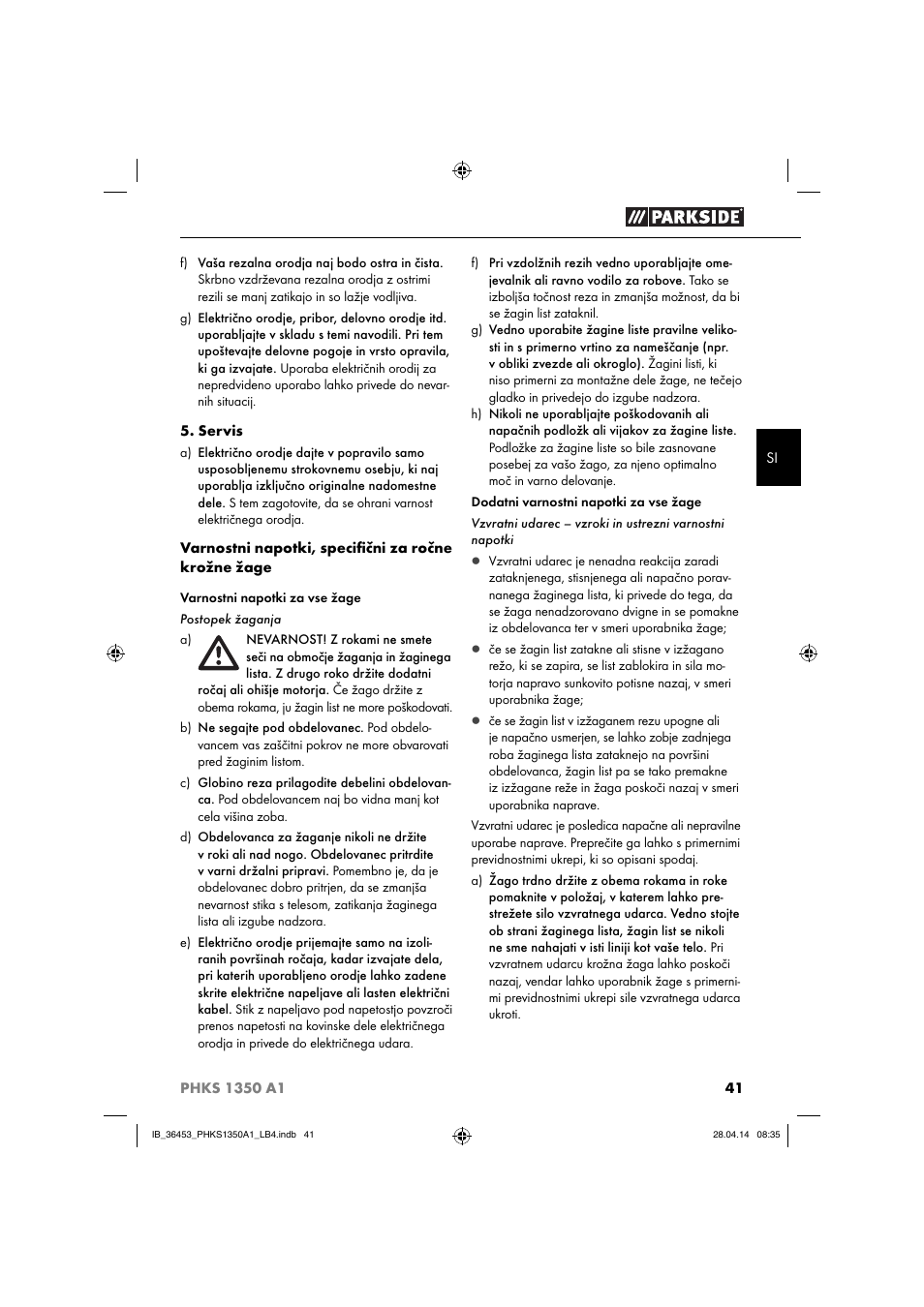 Parkside PHKS 1350 A1 User Manual | Page 44 / 88