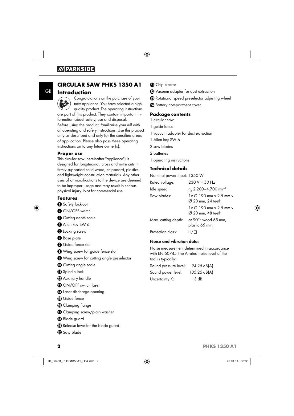 Parkside PHKS 1350 A1 User Manual | Page 5 / 88