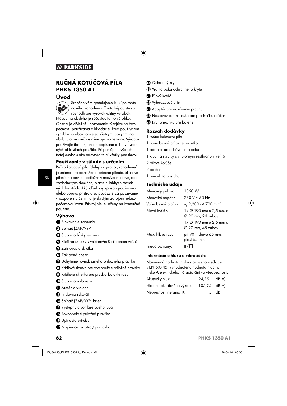 Parkside PHKS 1350 A1 User Manual | Page 65 / 88