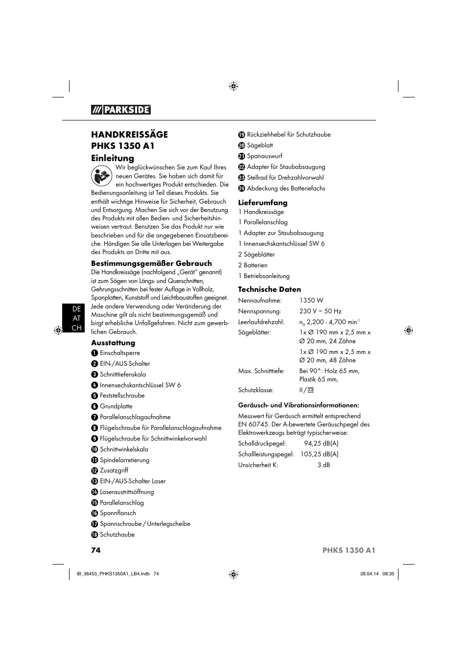 Parkside PHKS 1350 A1 User Manual | Page 77 / 88