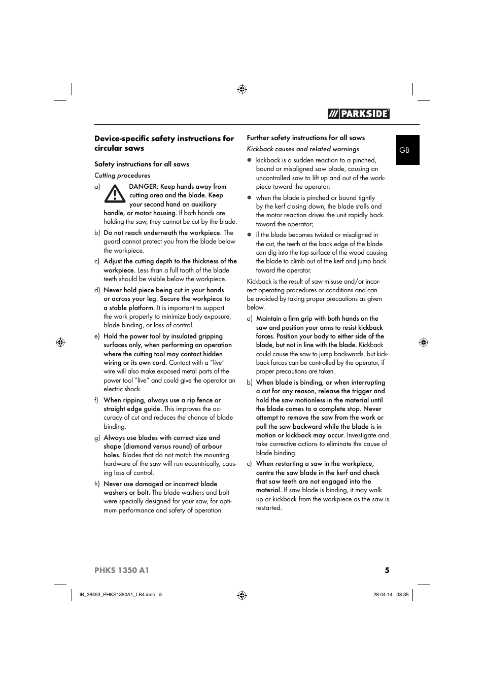 Parkside PHKS 1350 A1 User Manual | Page 8 / 88