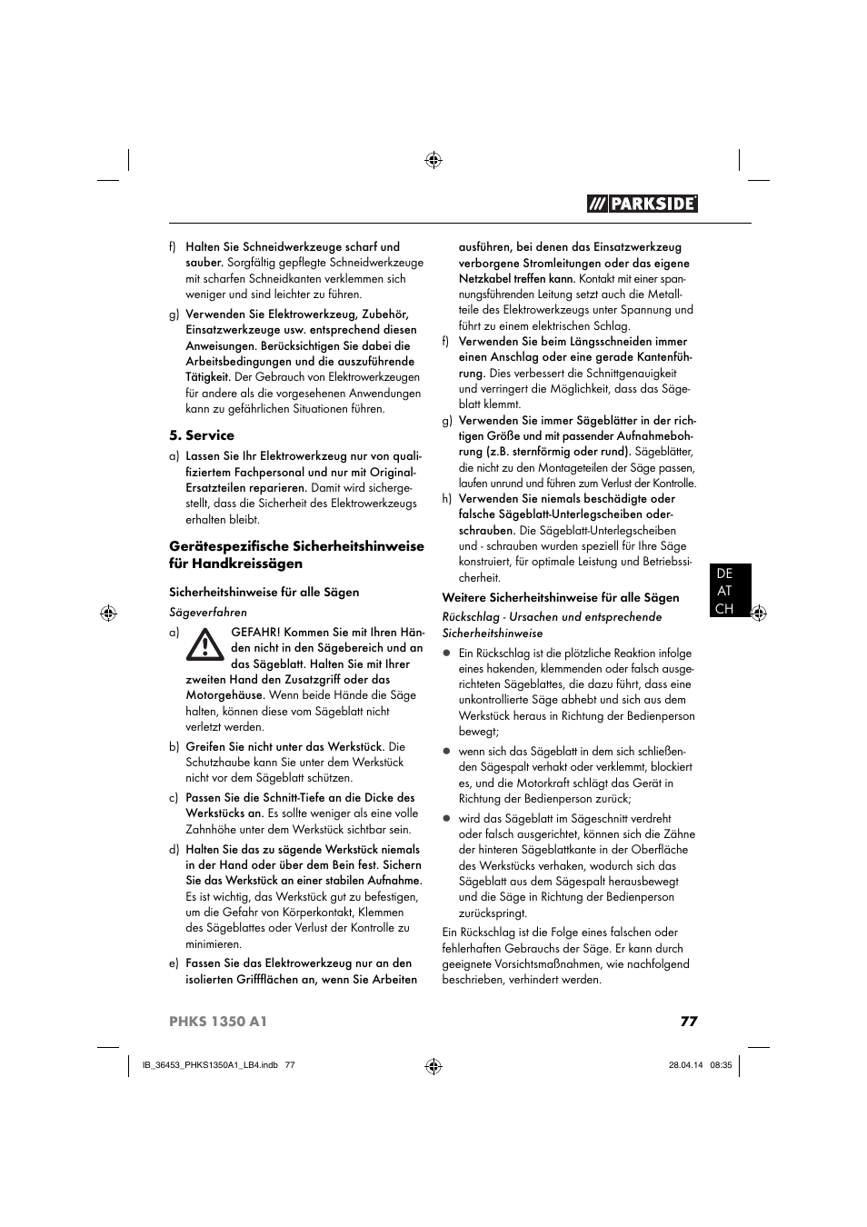 Parkside PHKS 1350 A1 User Manual | Page 80 / 88