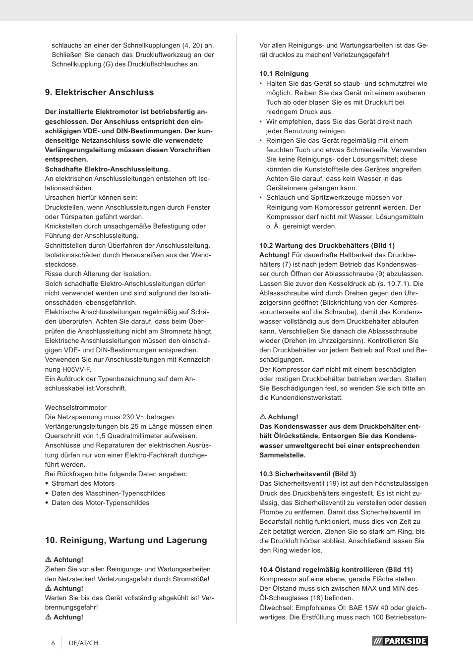 Elektrischer anschluss, Reinigung, wartung und lagerung | Parkside PKO 270 A1 User Manual | Page 11 / 56