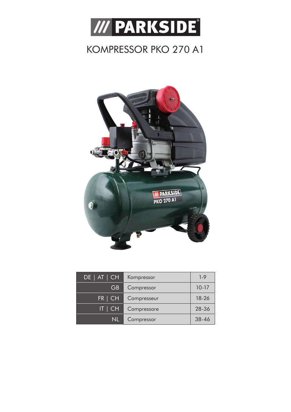 Kompressor pko 270 a1 | Parkside PKO 270 A1 User Manual | Page 2 / 56