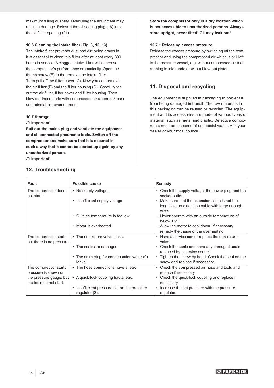 Troubleshooting, Disposal and recycling | Parkside PKO 270 A1 User Manual | Page 21 / 56