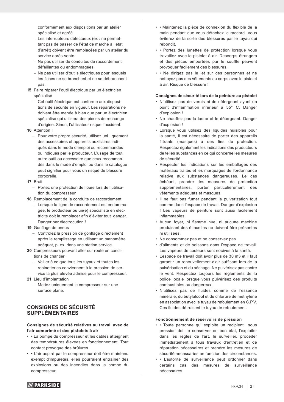 Consignes de sécurité supplémentaires | Parkside PKO 270 A1 User Manual | Page 26 / 56