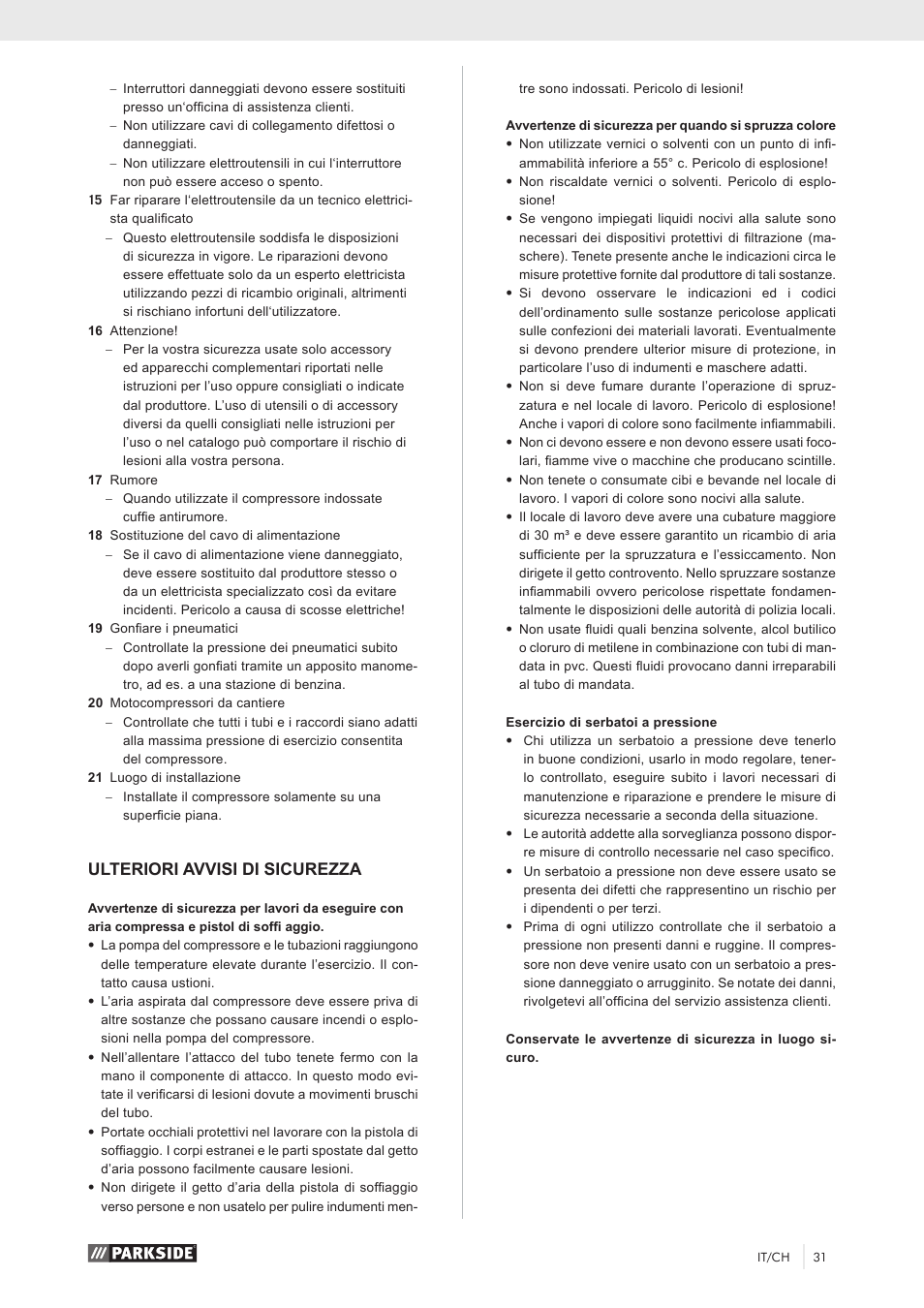 Ulteriori avvisi di sicurezza | Parkside PKO 270 A1 User Manual | Page 36 / 56