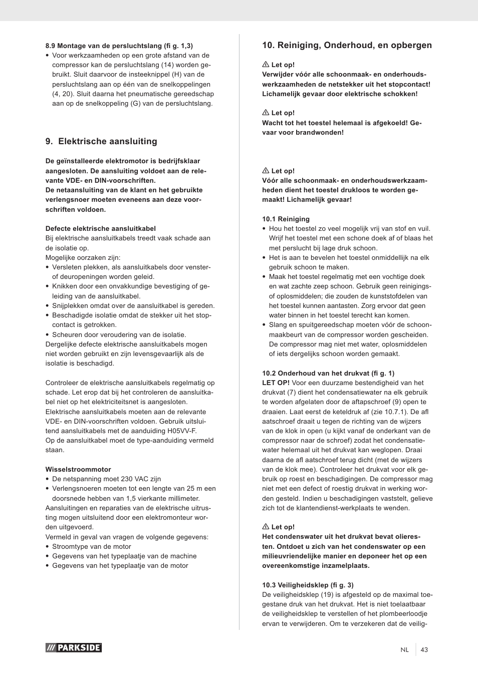 Elektrische aansluiting, Reiniging, onderhoud, en opbergen | Parkside PKO 270 A1 User Manual | Page 48 / 56