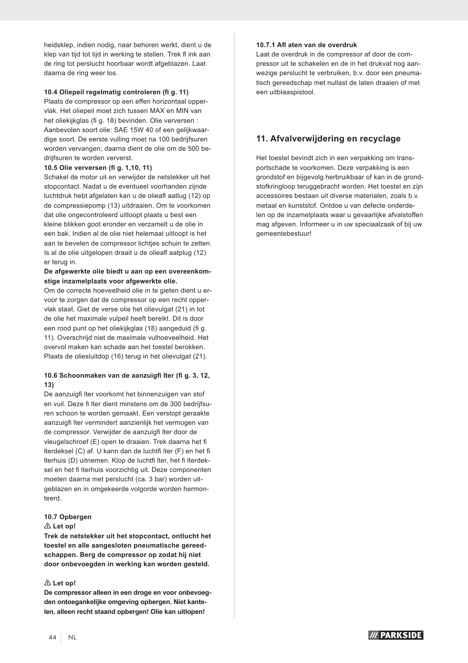 Afvalverwijdering en recyclage | Parkside PKO 270 A1 User Manual | Page 49 / 56