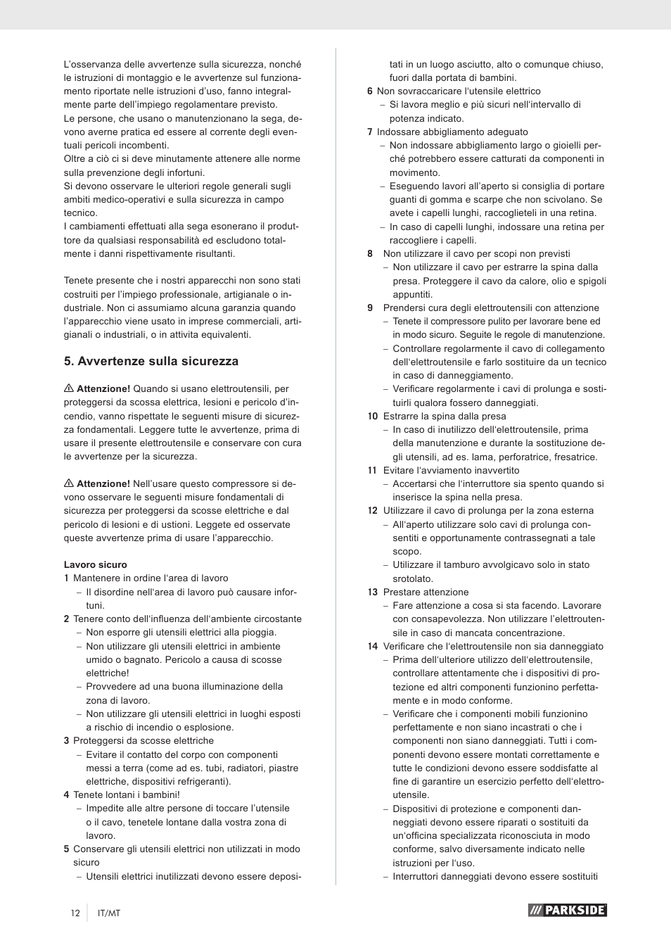 Avvertenze sulla sicurezza | Parkside PKO 270 A1 User Manual | Page 17 / 56