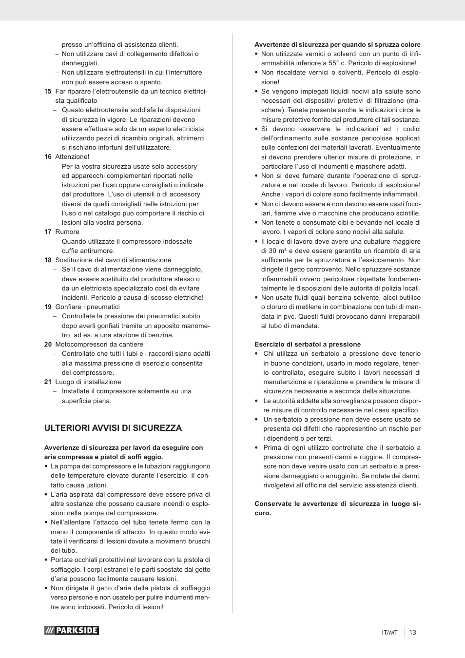 Ulteriori avvisi di sicurezza | Parkside PKO 270 A1 User Manual | Page 18 / 56