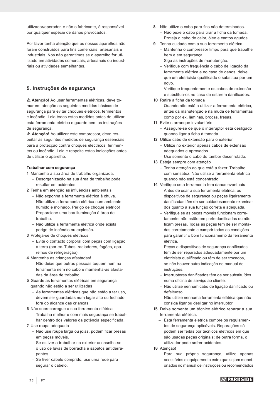 Instruções de segurança | Parkside PKO 270 A1 User Manual | Page 27 / 56