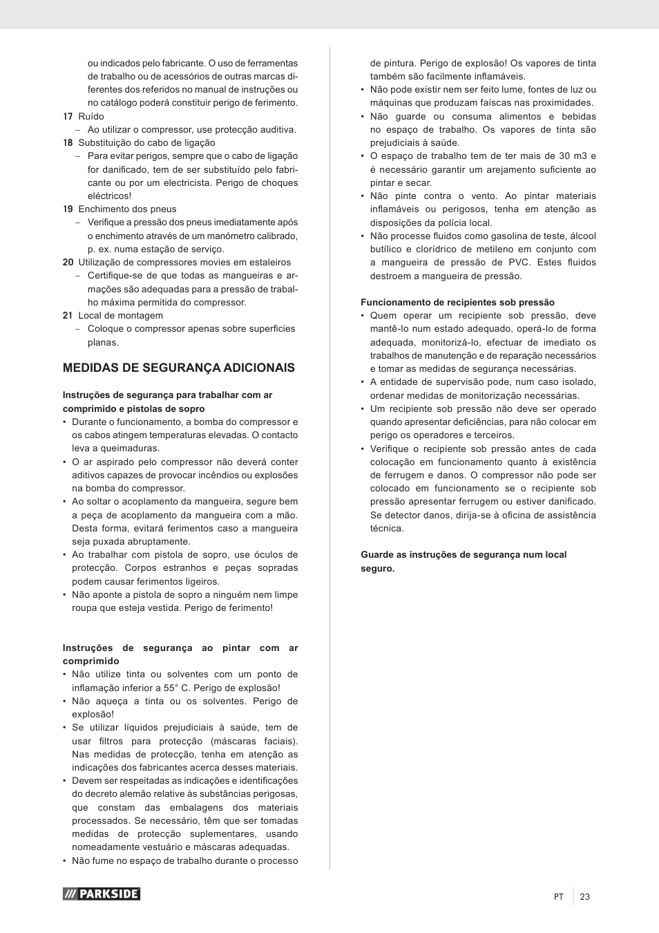 Medidas de segurança adicionais | Parkside PKO 270 A1 User Manual | Page 28 / 56