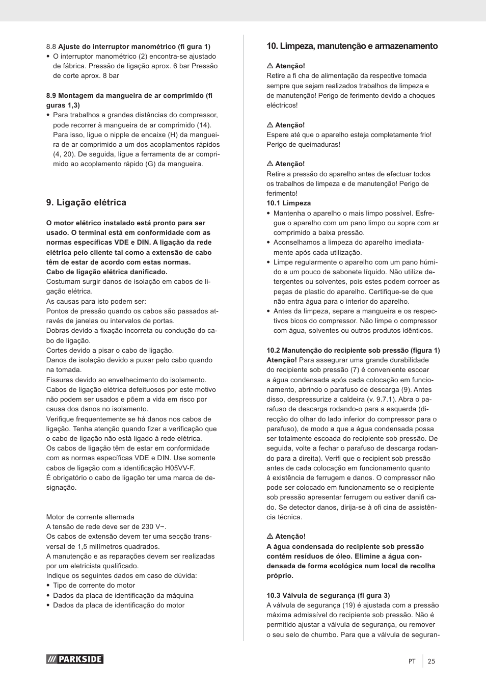 Ligação elétrica, Limpeza, manutenção e armazenamento | Parkside PKO 270 A1 User Manual | Page 30 / 56