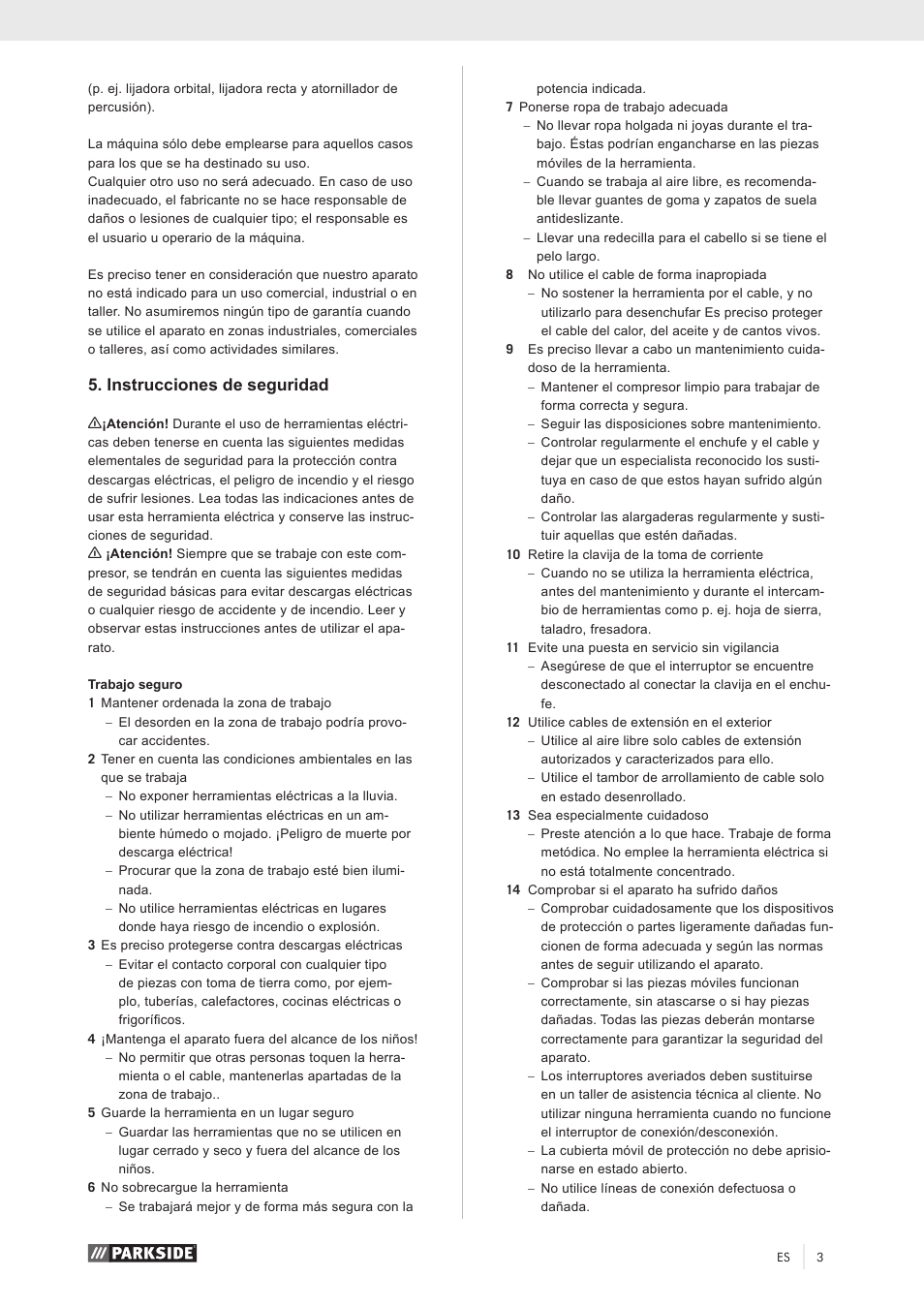 Instrucciones de seguridad | Parkside PKO 270 A1 User Manual | Page 8 / 56