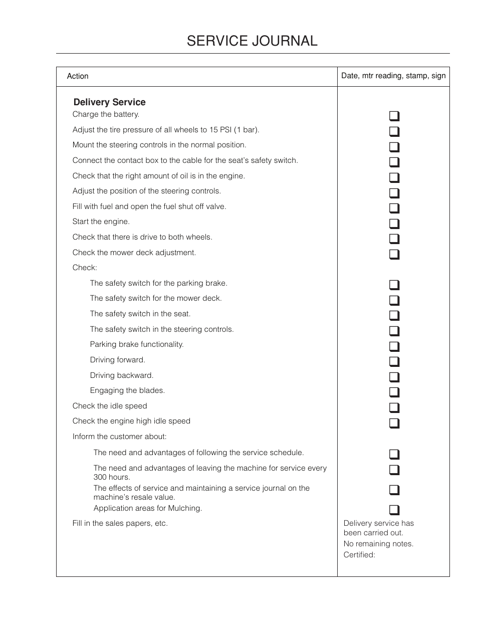 Service journal, Service.journal | Dixon 115312327R1 User Manual | Page 51 / 56