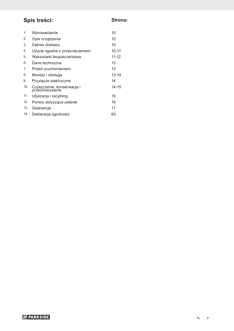 Parkside PKO 270 A1 User Manual | Page 14 / 68