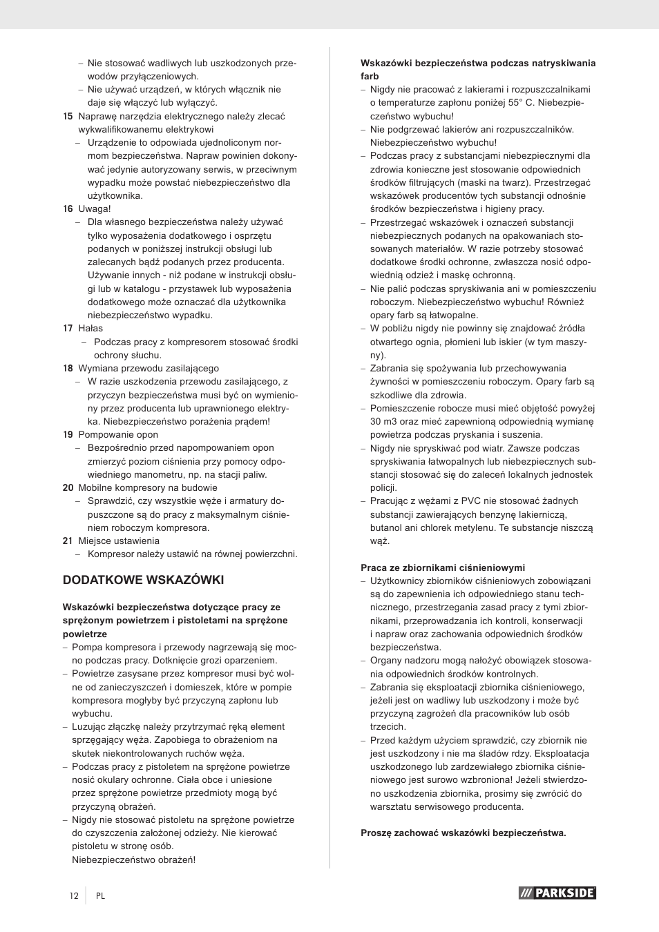 Dodatkowe wskazówki | Parkside PKO 270 A1 User Manual | Page 17 / 68