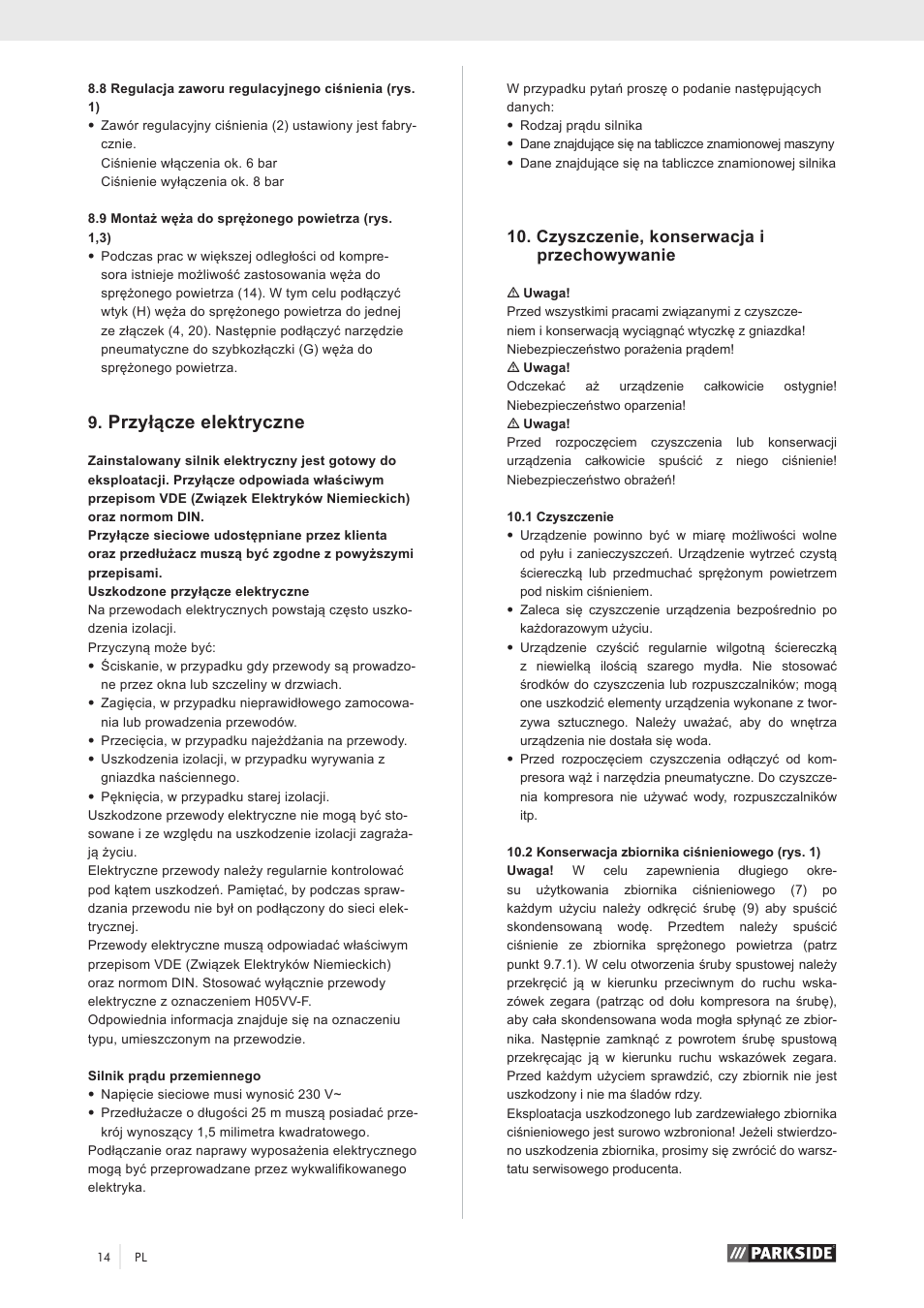 Przyłącze elektryczne, Czyszczenie, konserwacja i przechowywanie | Parkside PKO 270 A1 User Manual | Page 19 / 68