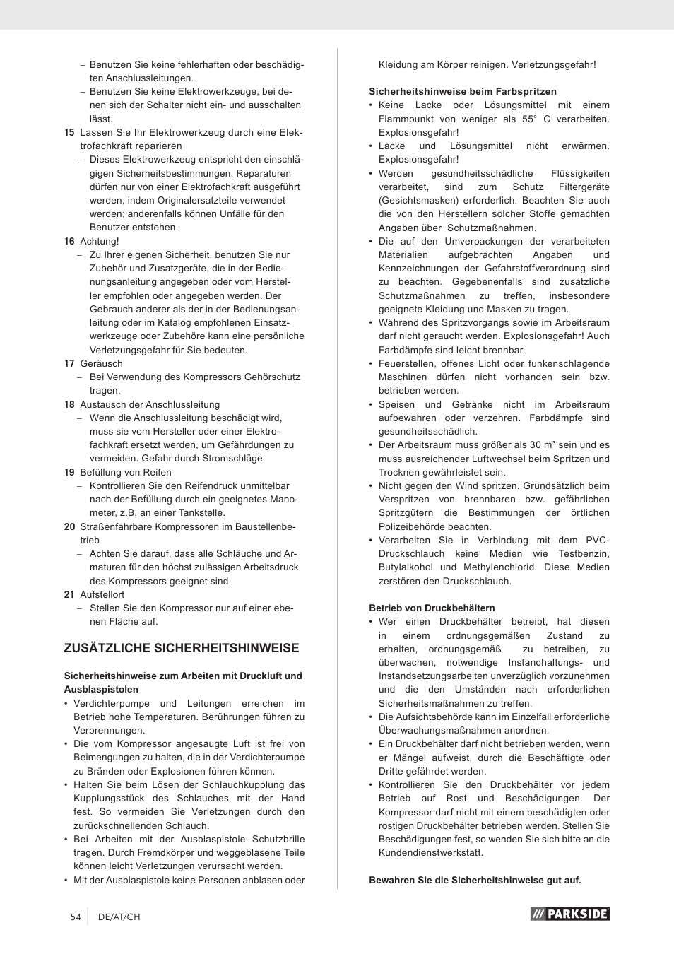 Zusätzliche sicherheitshinweise | Parkside PKO 270 A1 User Manual | Page 59 / 68