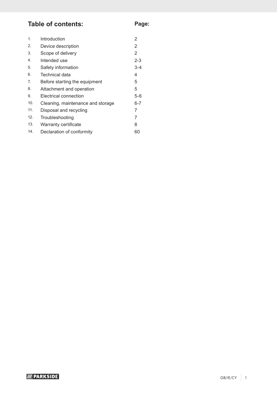 Parkside PKO 270 A1 User Manual | Page 6 / 68