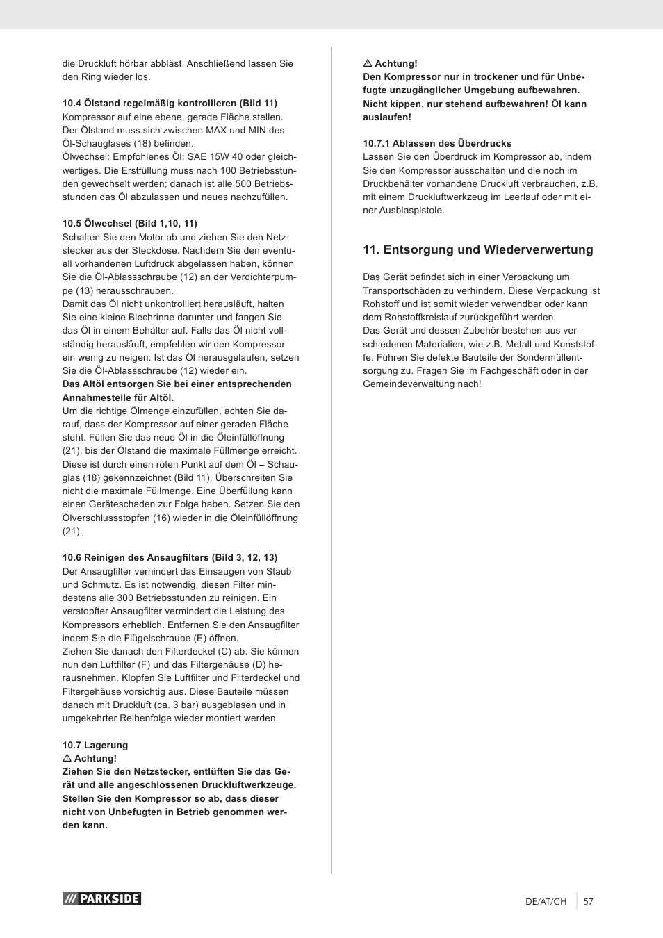 Entsorgung und wiederverwertung | Parkside PKO 270 A1 User Manual | Page 62 / 68