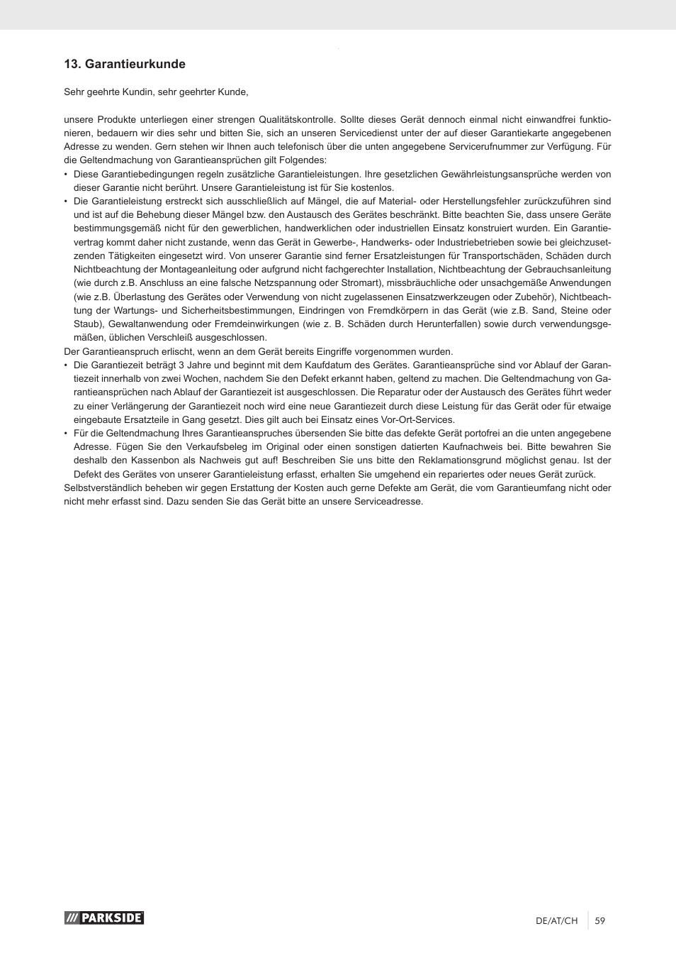 Garantieurkunde | Parkside PKO 270 A1 User Manual | Page 64 / 68