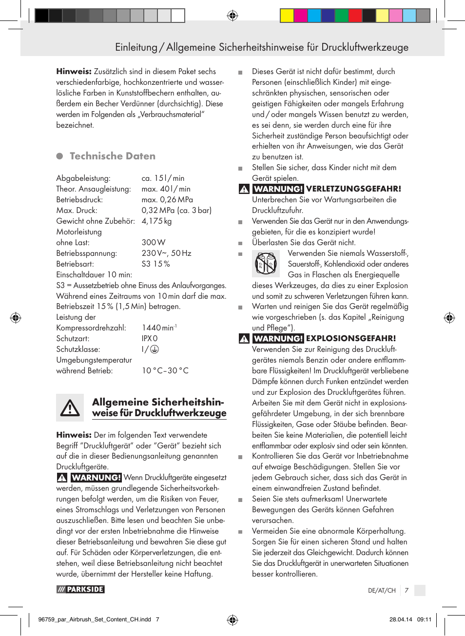 Technische daten | Parkside PABK 60 A1 User Manual | Page 7 / 44