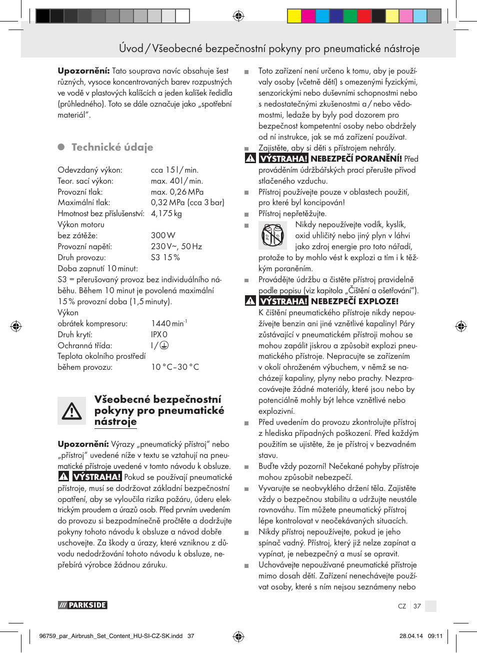 Technické údaje | Parkside PABK 60 A1 User Manual | Page 37 / 65