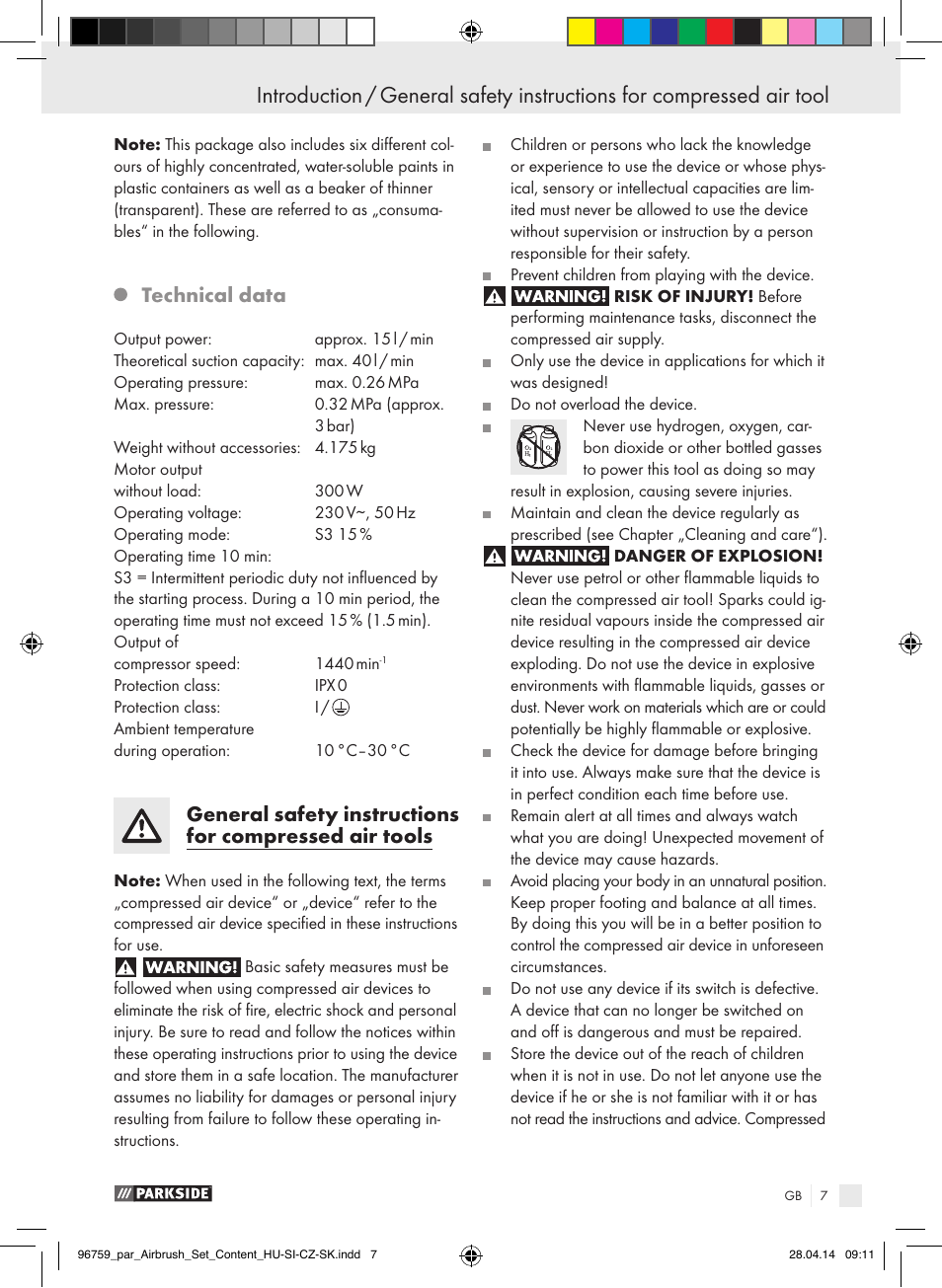 Introduction, Technical data | Parkside PABK 60 A1 User Manual | Page 7 / 65