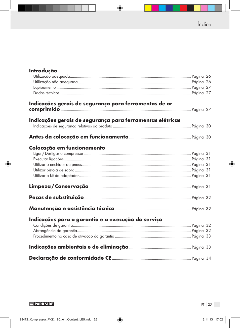 Índice dichiarazione di conformità eu | Parkside PKZ 180 A1 User Manual | Page 25 / 55