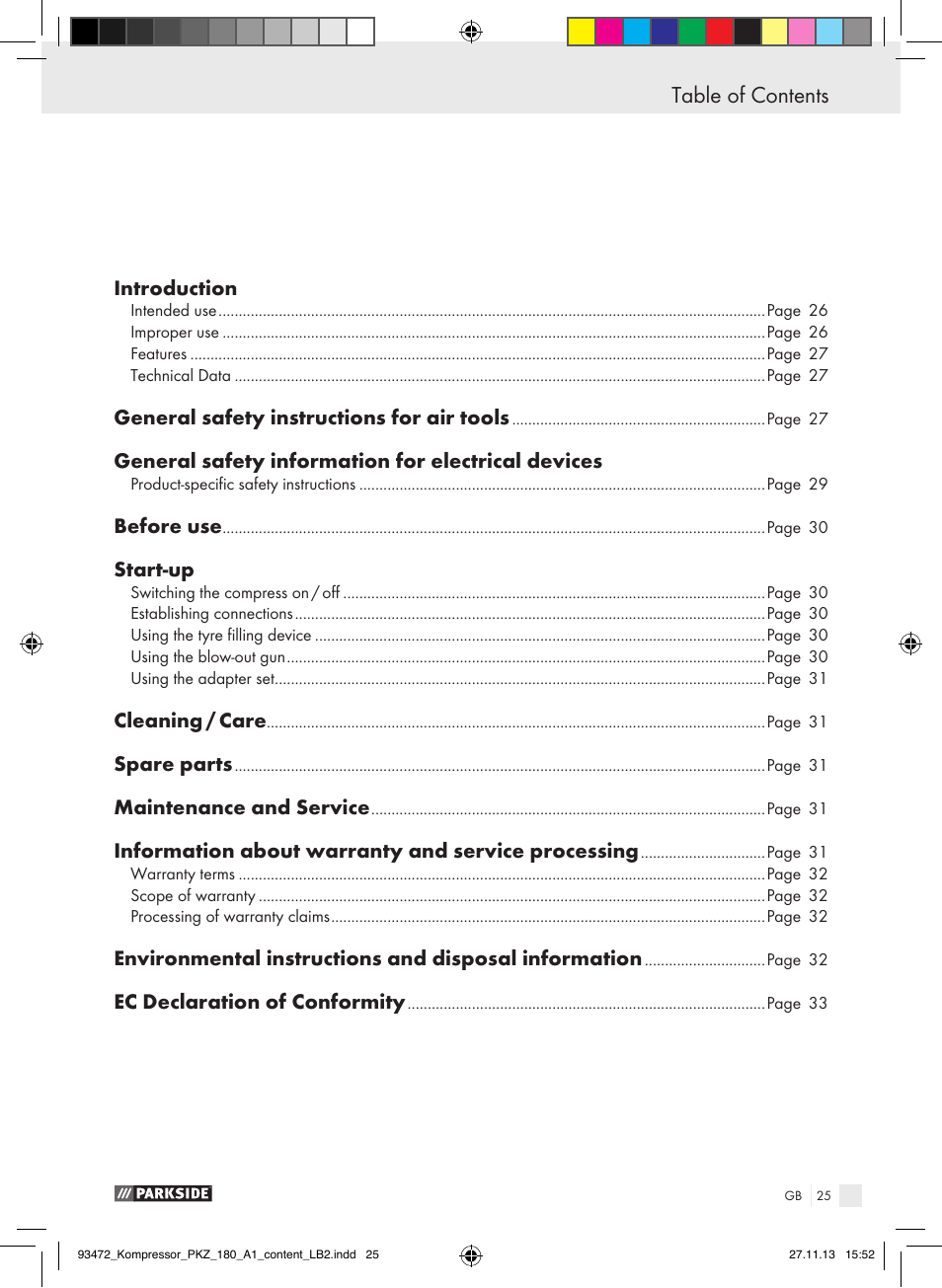Parkside PKZ 180 A1 User Manual | Page 25 / 34
